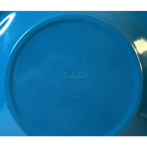 IL Mulino New York Set Of (5) 100% Melamine Turquoise Blue Abstract Print Plates - Picture 10 of 10
